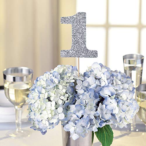 Amscan Silver Glitter Table Number Picks-15 Pcs