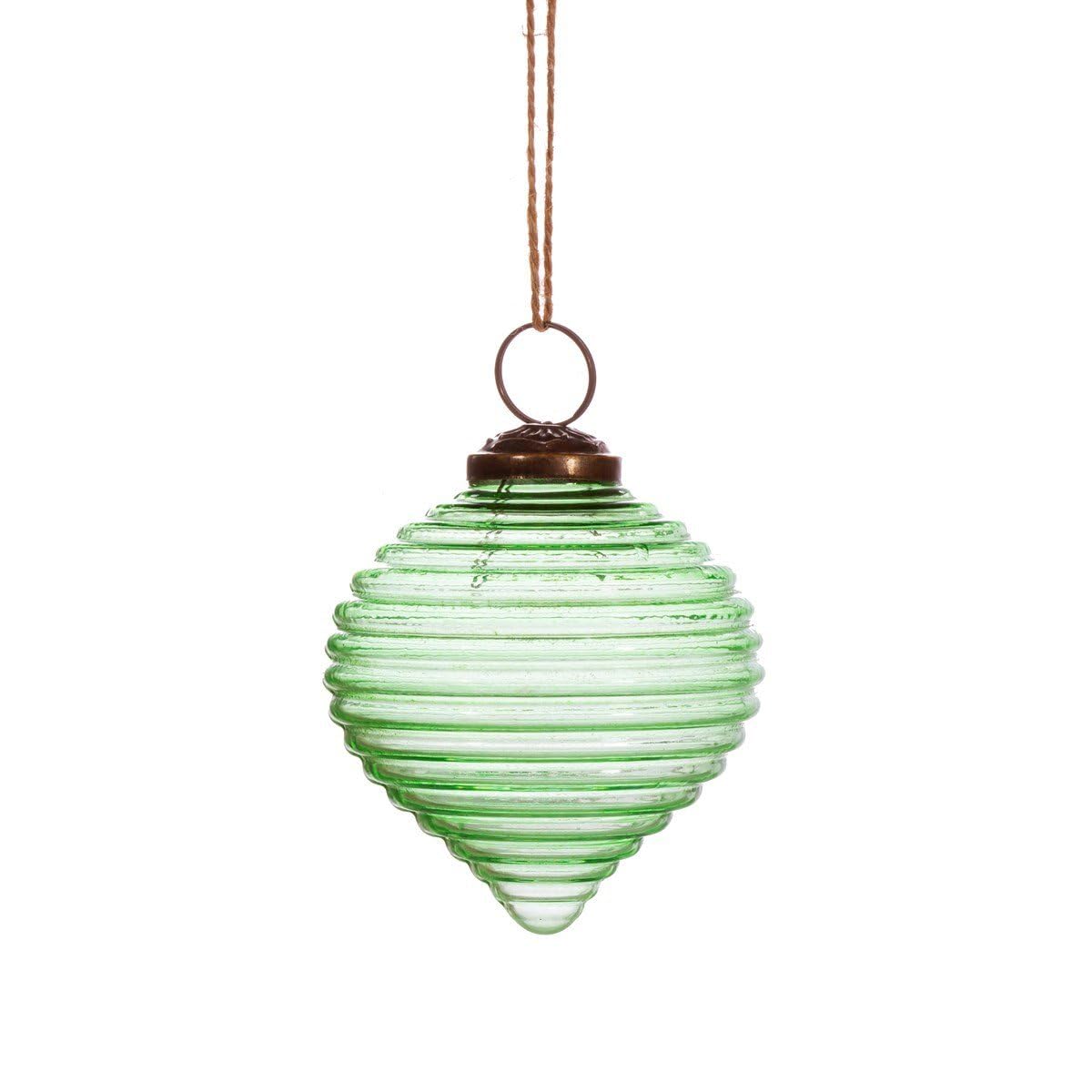 Sass & Belle Green Recycled Glass Rippled Bauble