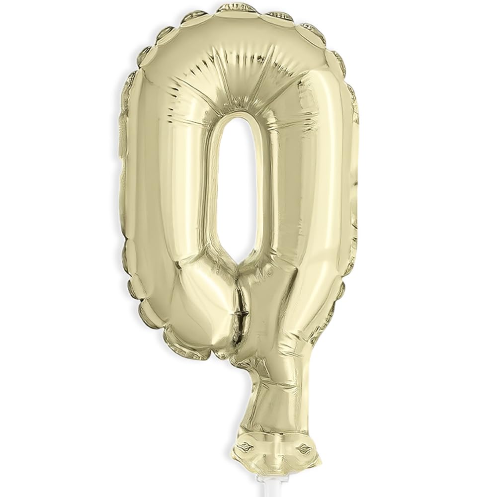 Unique Party - 5" Foil Gold Number 0 Balloon Cake Topper