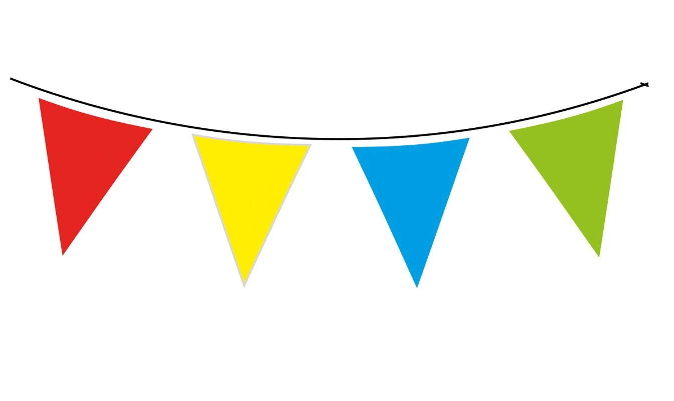 Oaktree Uk 650305 Giant Solid Waterproof Bunting 18 Flags 30cm x 45cm 10m Multi Colour