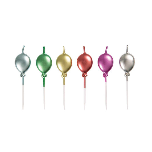 Unique Party - Metallic Balloon Pick Birthday Candles, Pack of 6