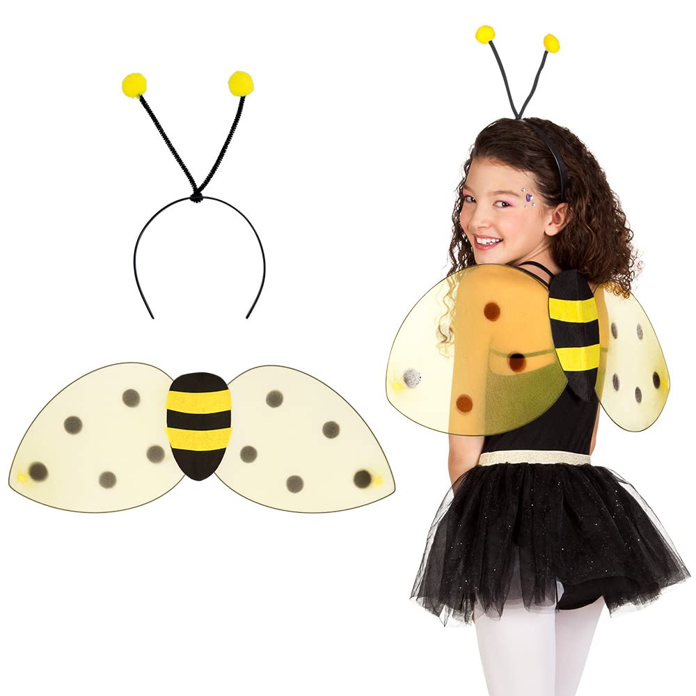 Boland Set honey bee, tiara and wings, size approx. 64 x 23 cm, yellow-black, one size