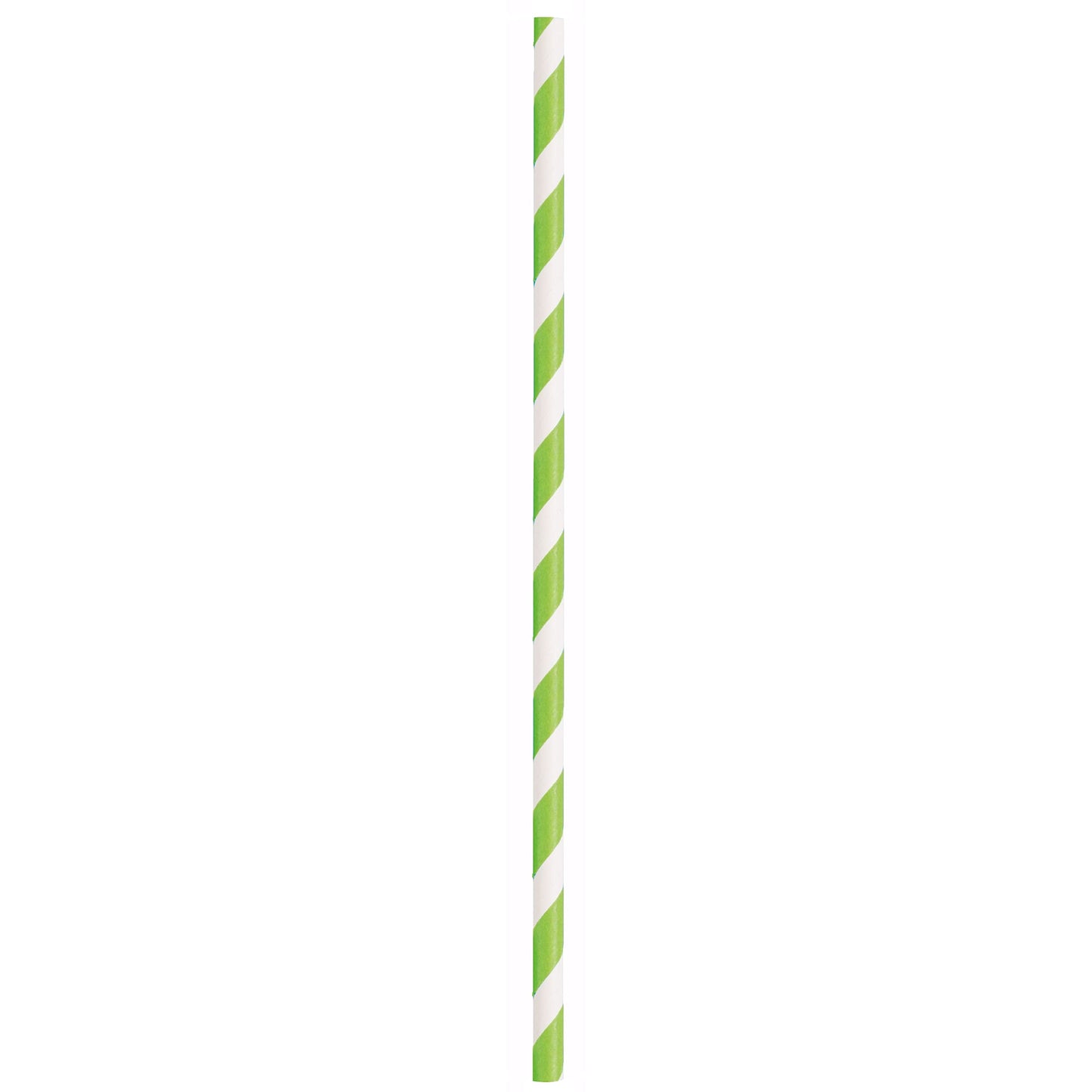 Unique UK Lime Green Striped Paper Straws 10 Pcs, Pack of 10