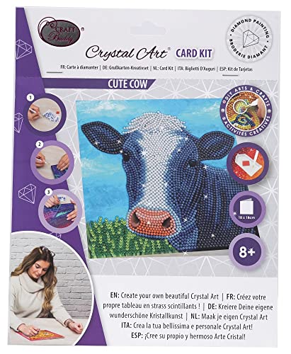 Craft Buddy DIY Crystal Art / Diamond Painting Greetings Card Kit - Cute Cow