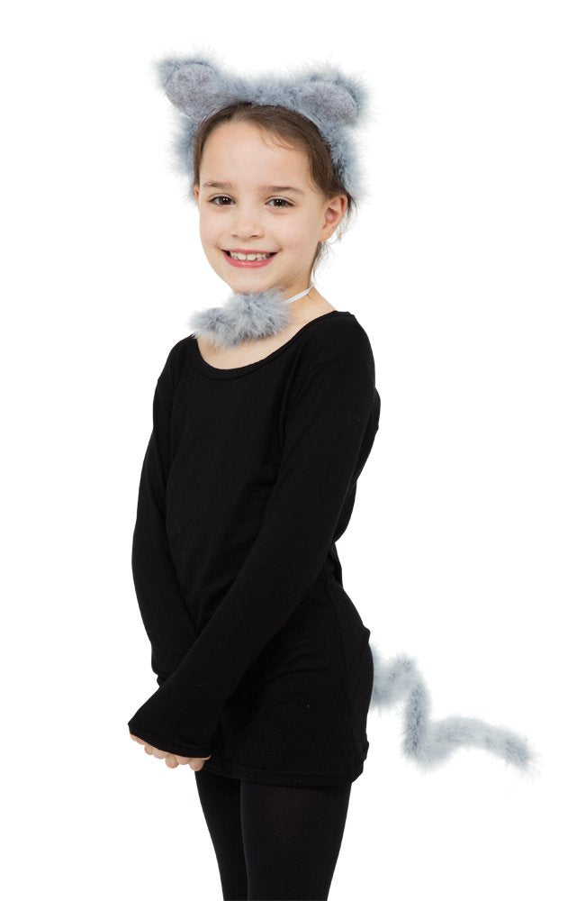 Bristol Novelty DS188 Children Costume | Mouse Set | Gray | Pack of 1 Grey Marabou, One Size