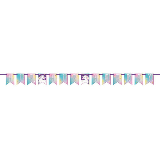 Unique 72500 Stars and Unicorn Birthday Party Pennant Banner | 1 Pc, Multicoloured, 7 ft