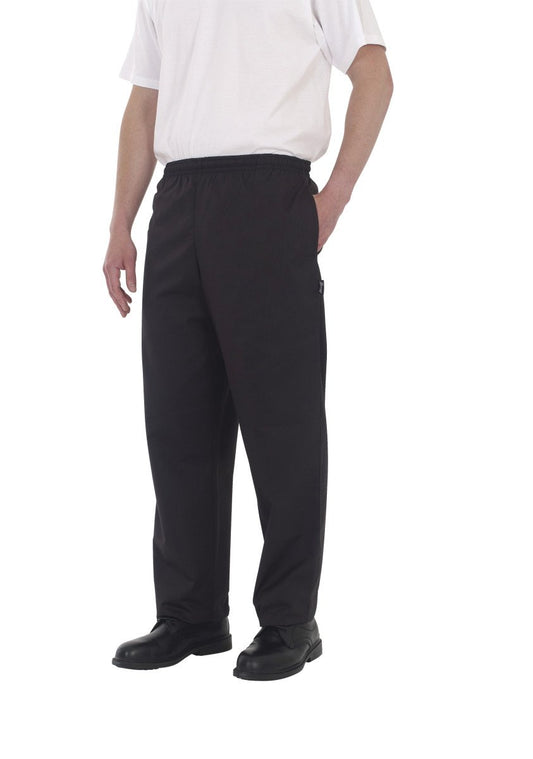 Dennys Unisex Black Elasticated Trouser/Chefswear (2XL) (Black)