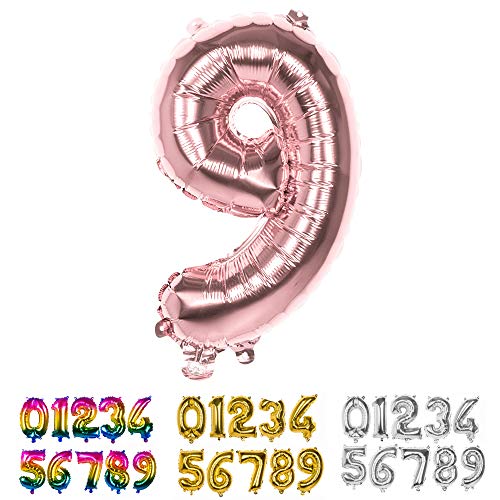 Boland balloon number '9' (36cm), pink