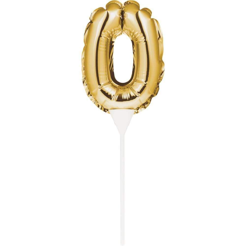 Creative Party Gold Number 0 Inflatable Mini Balloon Cake Topper