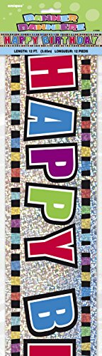 Unique Party 10865 - 12ft Prism Multi Coloured Happy Birthday Banner