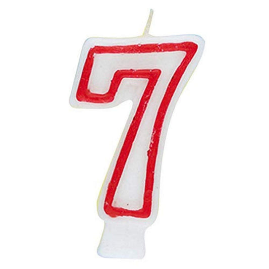 Unique Birthday Candle Number 7-5.44" Border | 1 Pc, Red/White, 27 x 27 x 4,5 cm