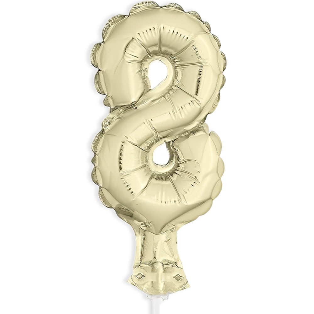 Unique Party - 5" Foil Gold Number 8 Balloon Cake Topper