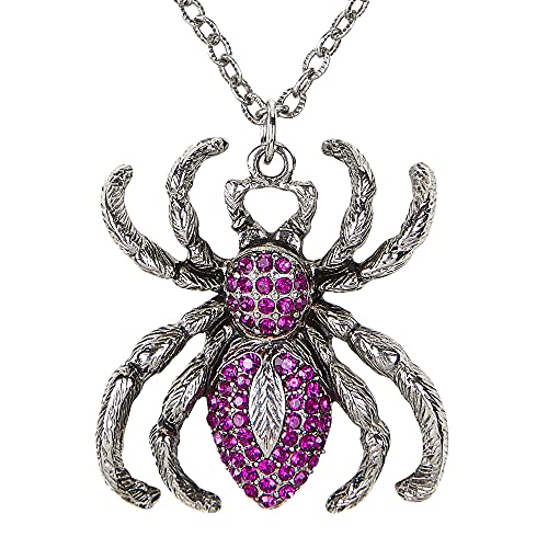 Widmann  Silver Spider Necklace With Purple Strap