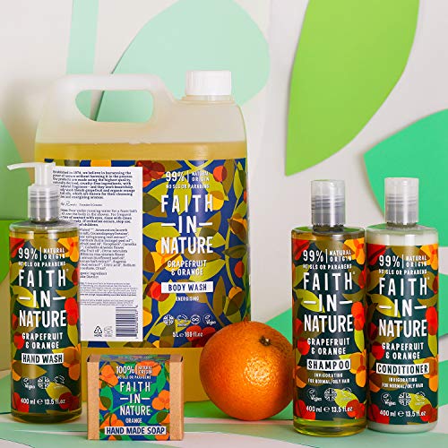 Faith In Nature Natural Grapefruit & Orange Shampoo, Invigorating, Vegan & Cruelty Free, No SLS or Parabens, For Normal to Oily Hair, 400ml