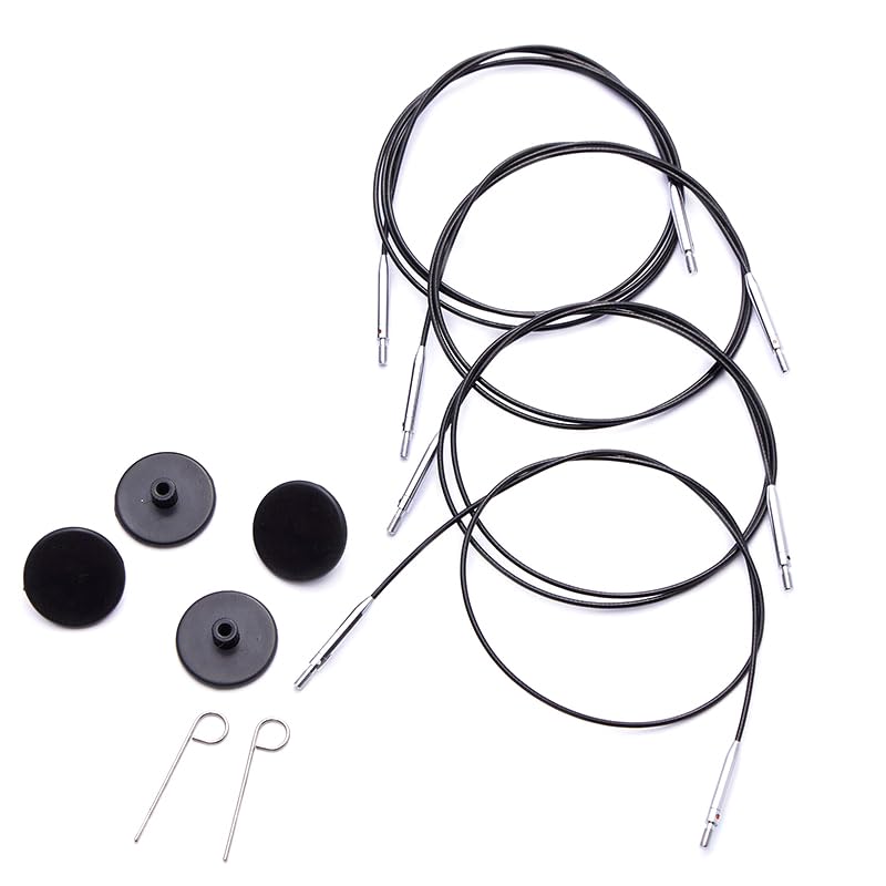 KnitPro - KnitPro The Mindful Collection Stainless Steel Black/Silver Fixed Interchangeable Cable for 60cm Needle - 1 Piece