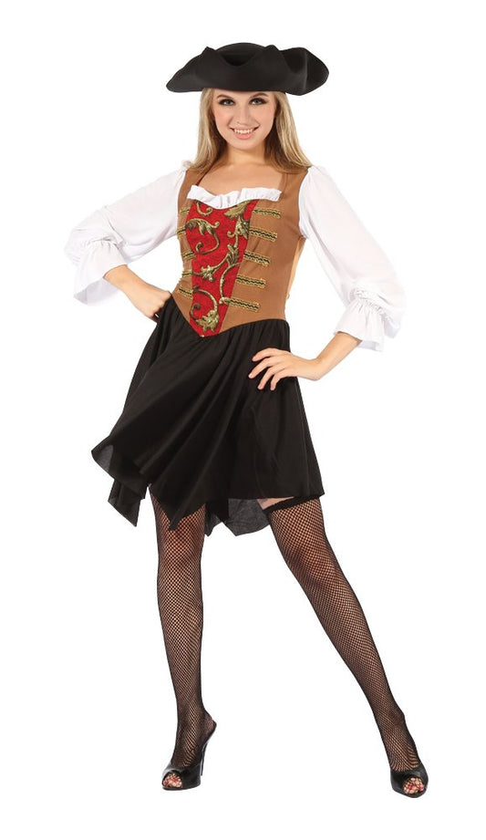 Bristol Novelty Red/Brown Pirate Lady Dress (UK 10-14)