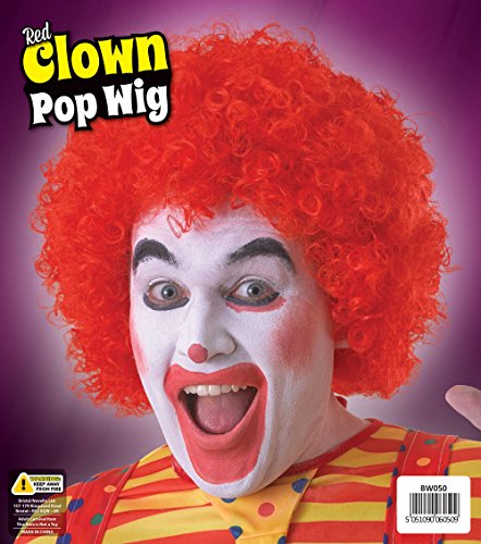 Bristol Novelty Clown Pop Wig, Red, One Size