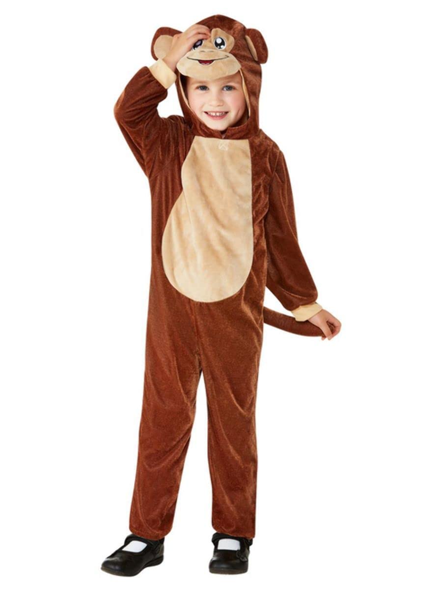 Toddler Monkey Costume, Brown, with Hooded Jumpsuit, (T1)