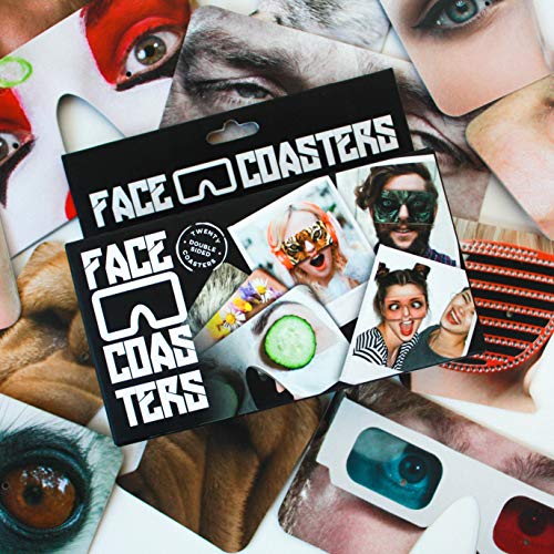 Gift Republic Beer Mat 'Face Coasters', Cardboard, Multi-Colour, 15.5 x 3.5 x 13 cm