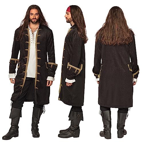 Boland Pirate Jacket Black-Gold Mens Fancy Dress Costume Pirate Captain