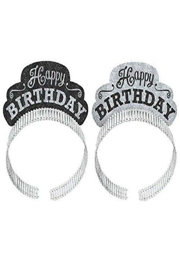 Amscan Black and White Happy Birthday Tiaras /12