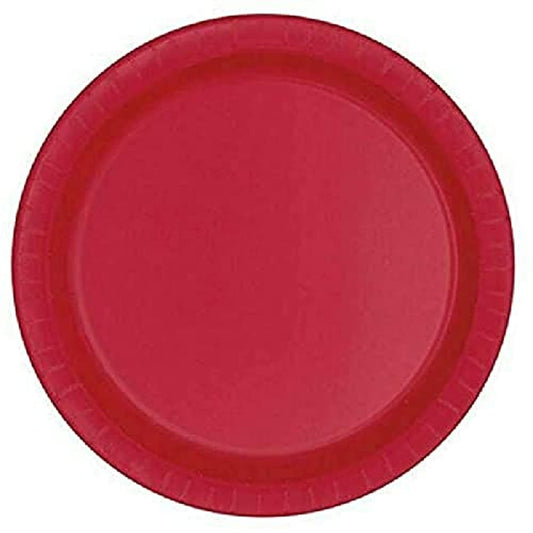 Unique 9" Solid Round Dinner Plates | Ruby Red Theme | 8ct, 8 Count (Pack of 1)