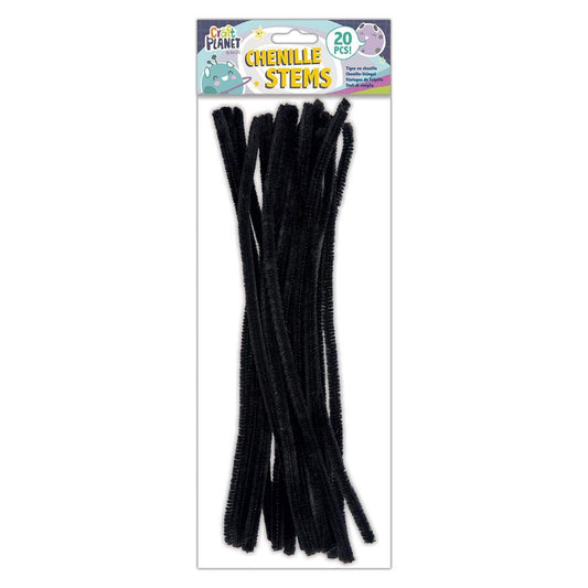 Craft Planet Chenille Stems, Black, 20 Pack