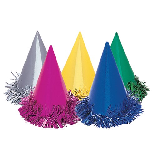 Unique Party - Fringed Foil Party Hats, Assorted Pack of 6