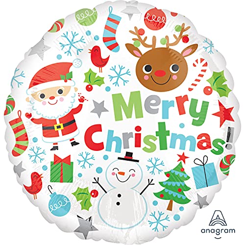 Amscan Anagram - Merry Christmas Icons Round Foil Balloon - 18"