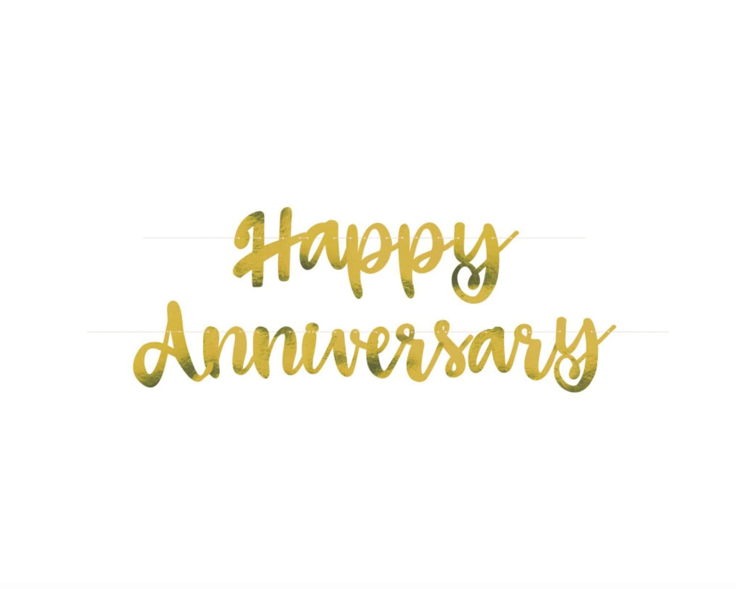 Unique Party - Gold Script Happy Anniversary Banner, Set of 2