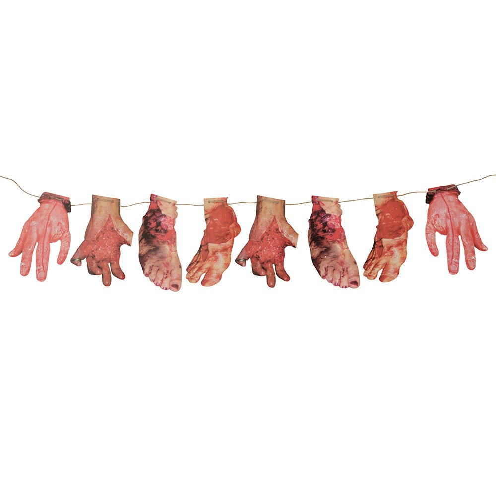 Bristol Novelty Bloody Hand and Foot Banner, Red/Beige, One Size