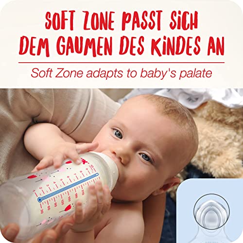 NUK Disney First Choice+ Baby Bottle | 0-6 Months | Temperature Control | Anti-colic Vent | 150 ml | BPA-Free | Silicone Teat | Winnie-the-Pooh | 1 Count