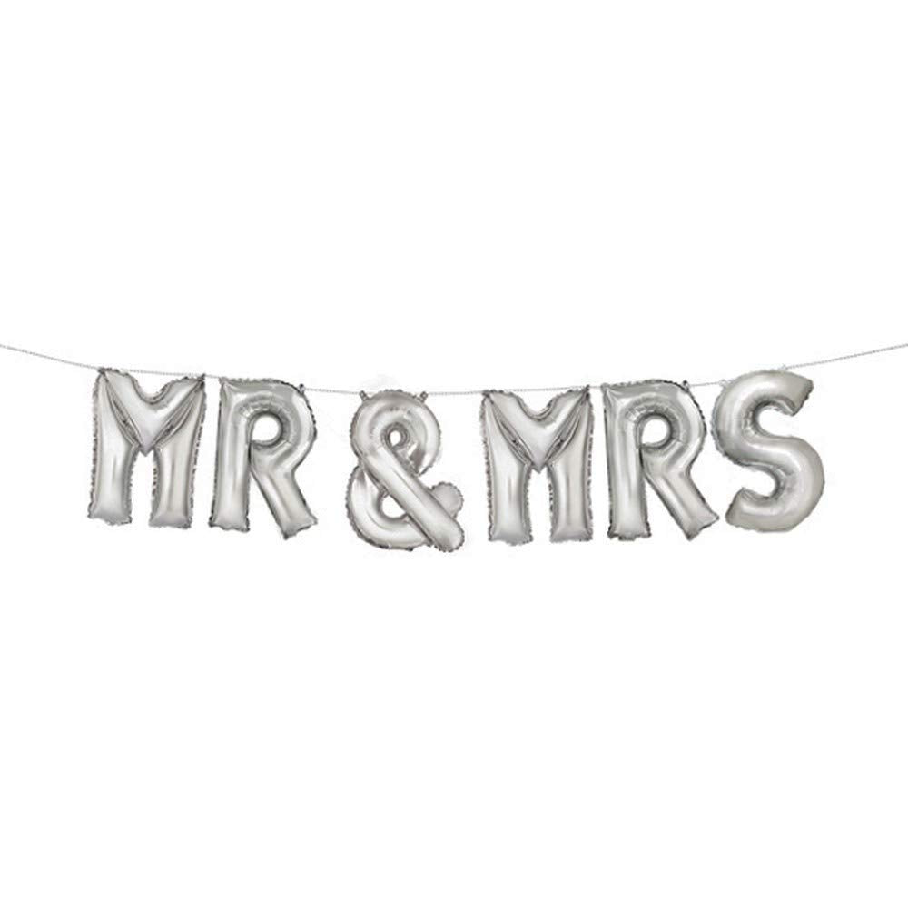 Unique Party - Foil Silver Mr & Mrs - Mr & Mr - Mrs & Mrs Letter Balloon Banner Kit