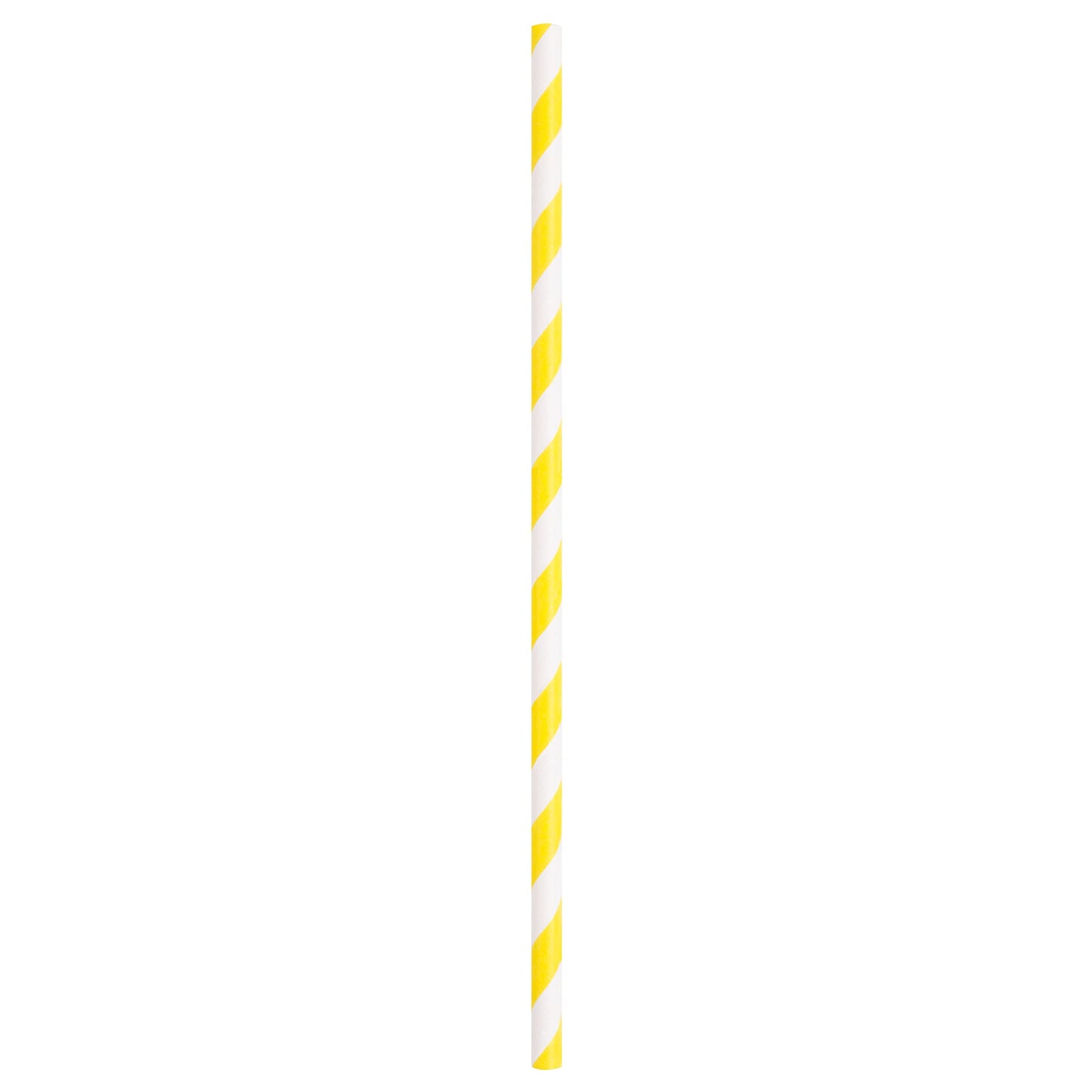 Unique UK Neon Yellow Striped Paper Straws 10 Pcs, Pack of 10