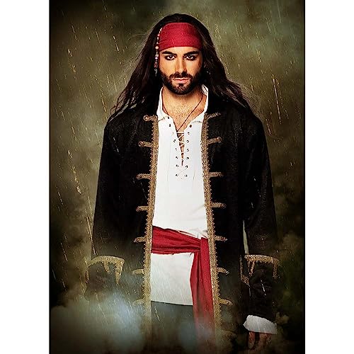 Boland Pirate Jacket Black-Gold Mens Fancy Dress Costume Pirate Captain