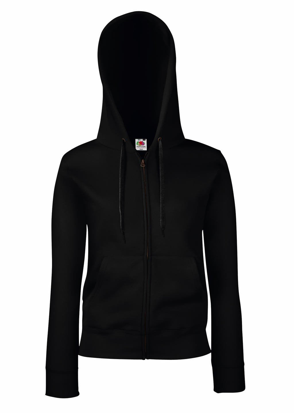 Fruit of the Loom Women's Premium Hooded Sweat Jacket Lady-Fit Sweatshirt, Black (Black 101), XXL