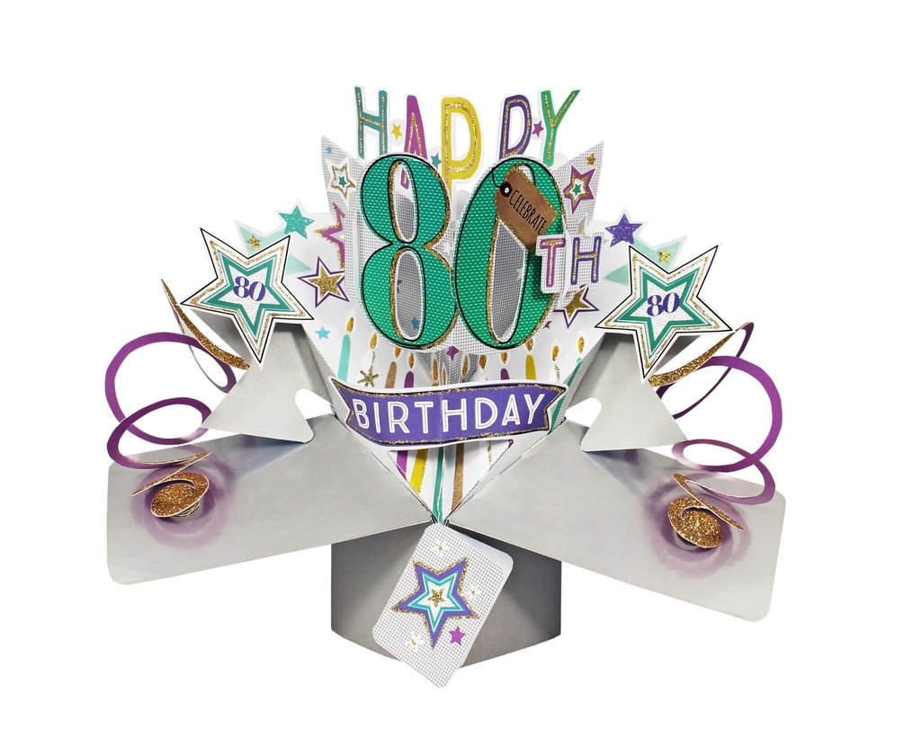 Happy 80th Birthday Pop-Up Greeting Card Original Second Nature 3D Pop Up Cards