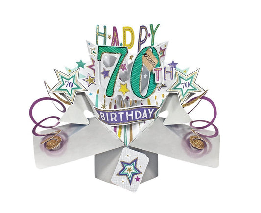 Happy 70th Birthday Pop-Up Greeting Card Original Second Nature 3D Pop Up Cards