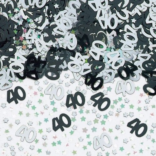 40th Black/Silver Metallic Mix Confetti - 14g