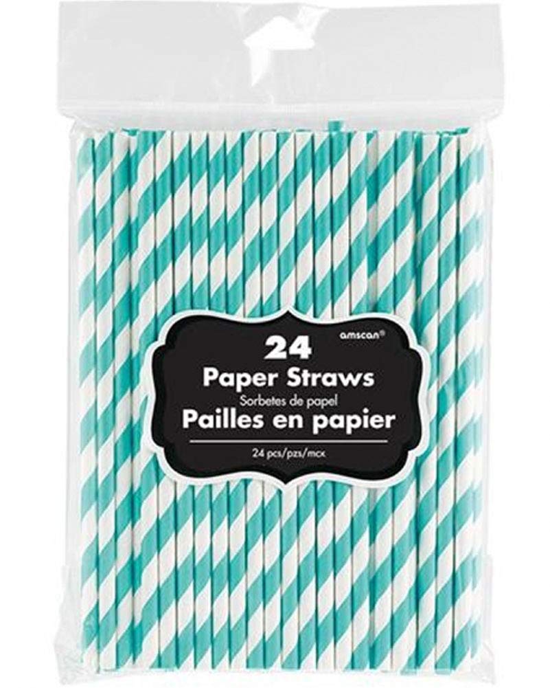 Amscan Robin's Egg Blue Paper Straws 19cm /24