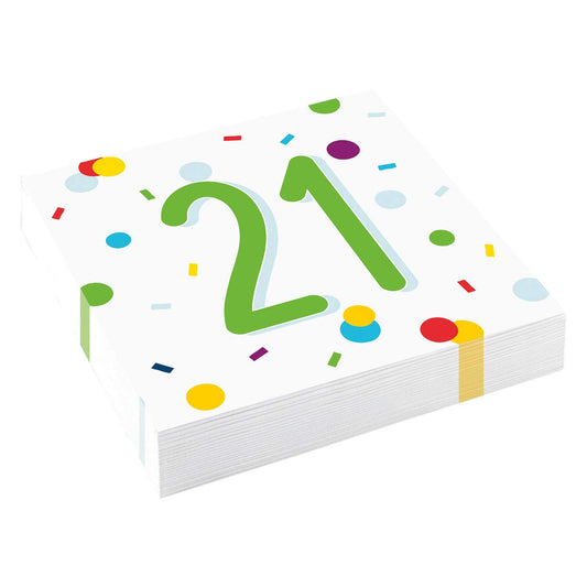 20 Confetti Birthday 21st Birthday Luncheon Napkins 33cm