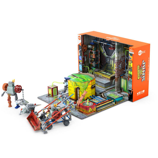 HEXBUG JUNKBOTS Small Factory Habitat Power Sub station, Surprise Toy Playset, Build and LOL with Boys and Girls, Toys for Kids, 200+ Pieces of Action Construction Figures, for Ages 5 and Up