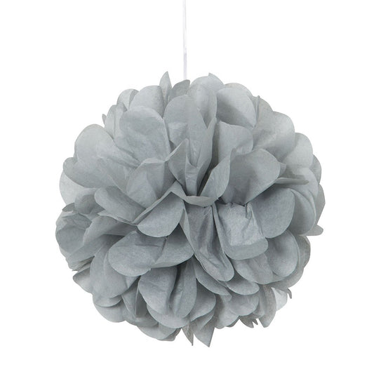 Unique Party - 23cm Small Silver Tissue Paper Pom Poms, Pack of 3