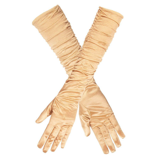 Boland Long Gloves Hollywood Satin Effect, Gold, One Size