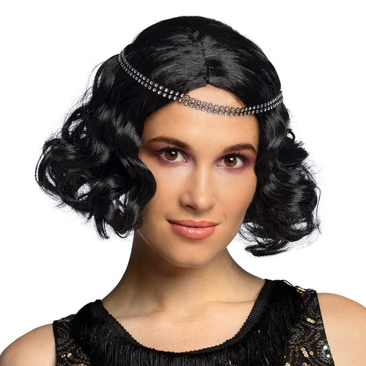 Boland Charleston Flapper 1920s Women's Wig with Headband, Black, one Size