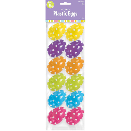 Amscan Small Polka Dot Plastic Refillable Eggs - 5.7cm /12