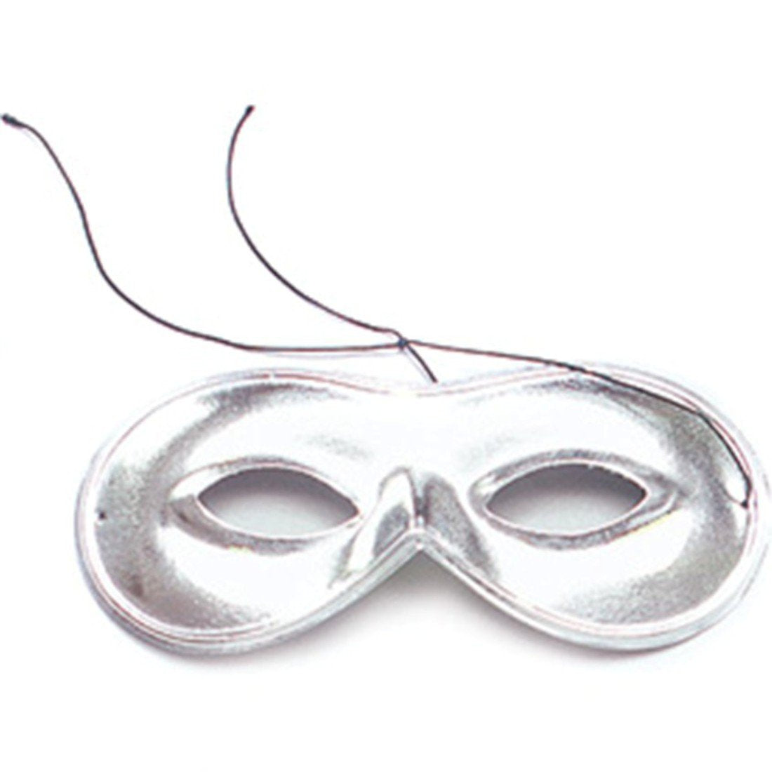 Silver Domino Masquerade Eye Mask On Stick - Unisex Fancy Dress