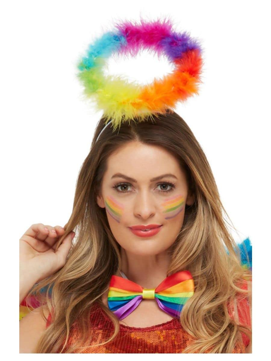 Rainbow Angel Halo, Multi-Coloured, with Marabou