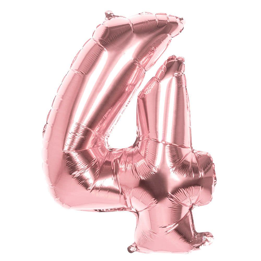 Boland Balloon Number '4' (86cm), Pink, Rose Gold, 86 cm