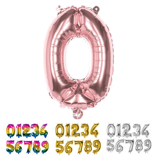 Boland Balloon number '0' (36cm), Pink, Colour Rose Gold, 36 cm